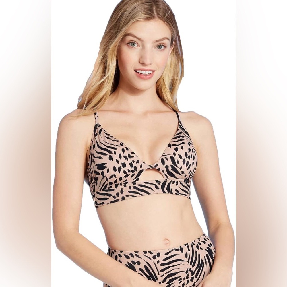 Shade & Shore Women's Longline Cut Out Animal Print Bikini size 36DD/L